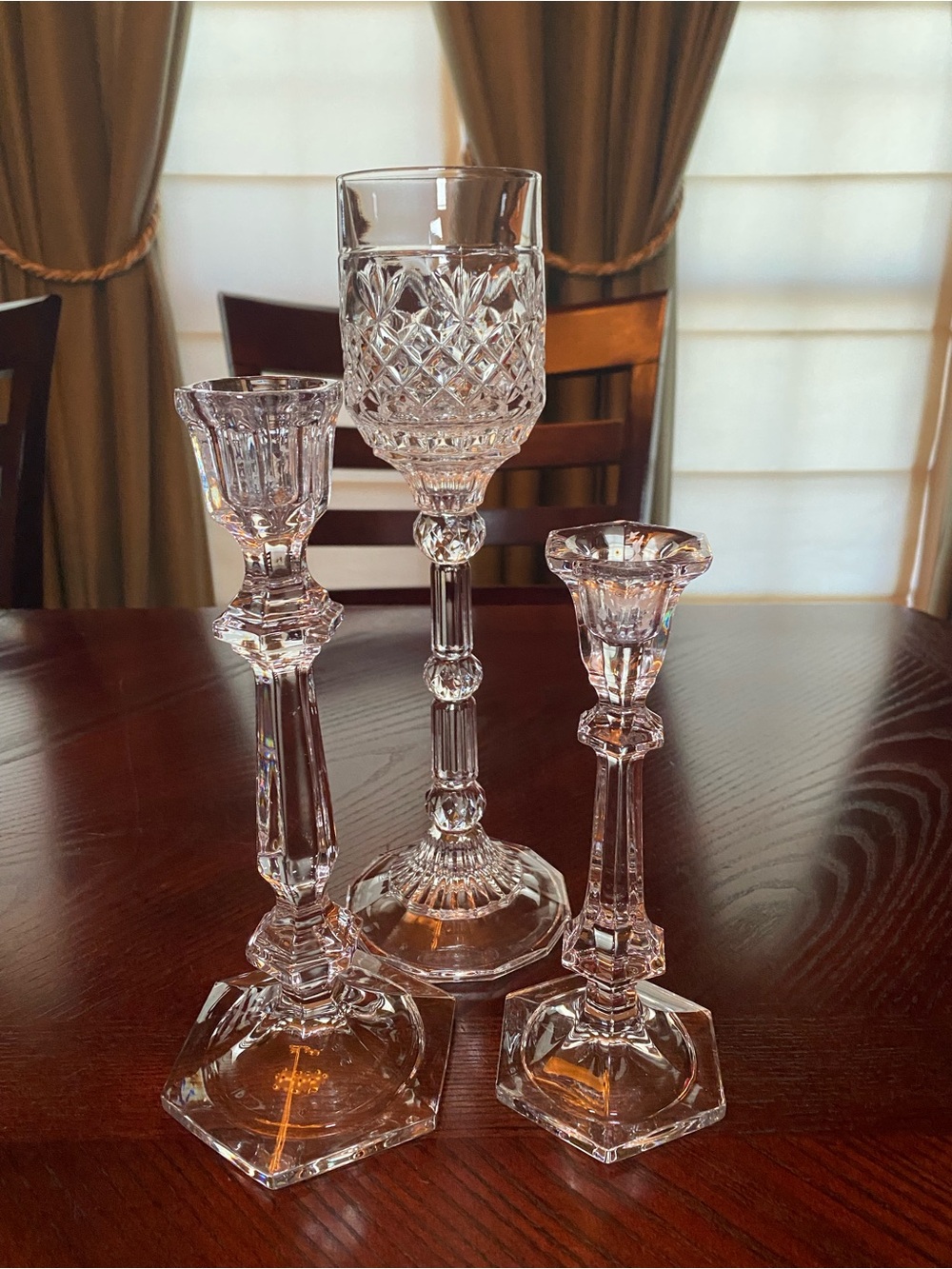 Vintage Crystal Glass Candlestick Holders - Clear